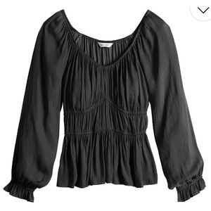 Nine West Black Long Sleeve Sweetheart Peplum Top Womens Size Large Renaissance